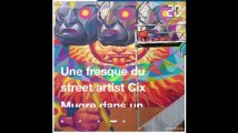 Bordeaux: Cix Mugre, artiste Street Art, de renom peint une fresque dans un lycée