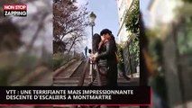 VTT : une terrifiante mais impressionnante descente d'escaliers à Montmartre (vidéo)