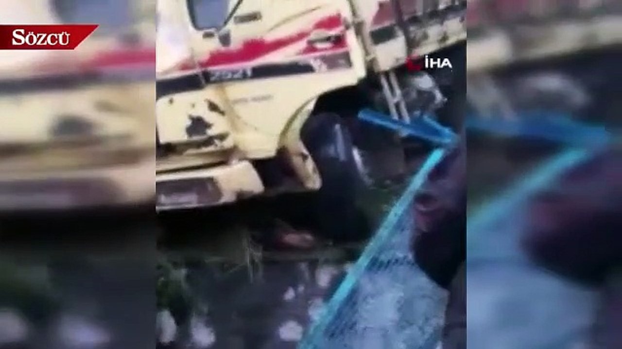 Kontrolden çıkan kamyon su tesisine uçtu