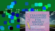 Teachers  Messages for Report Cards  Review