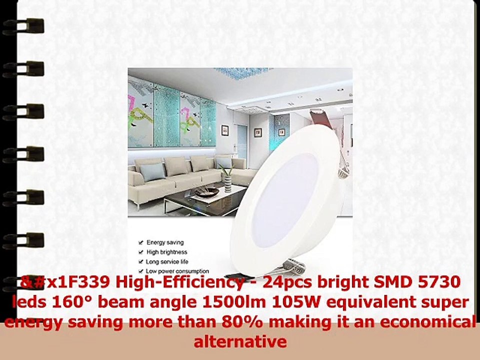 15W 4 Dimmable LED Recessed Lighting Fixture Retrofit Downlight  6000K Daylight White