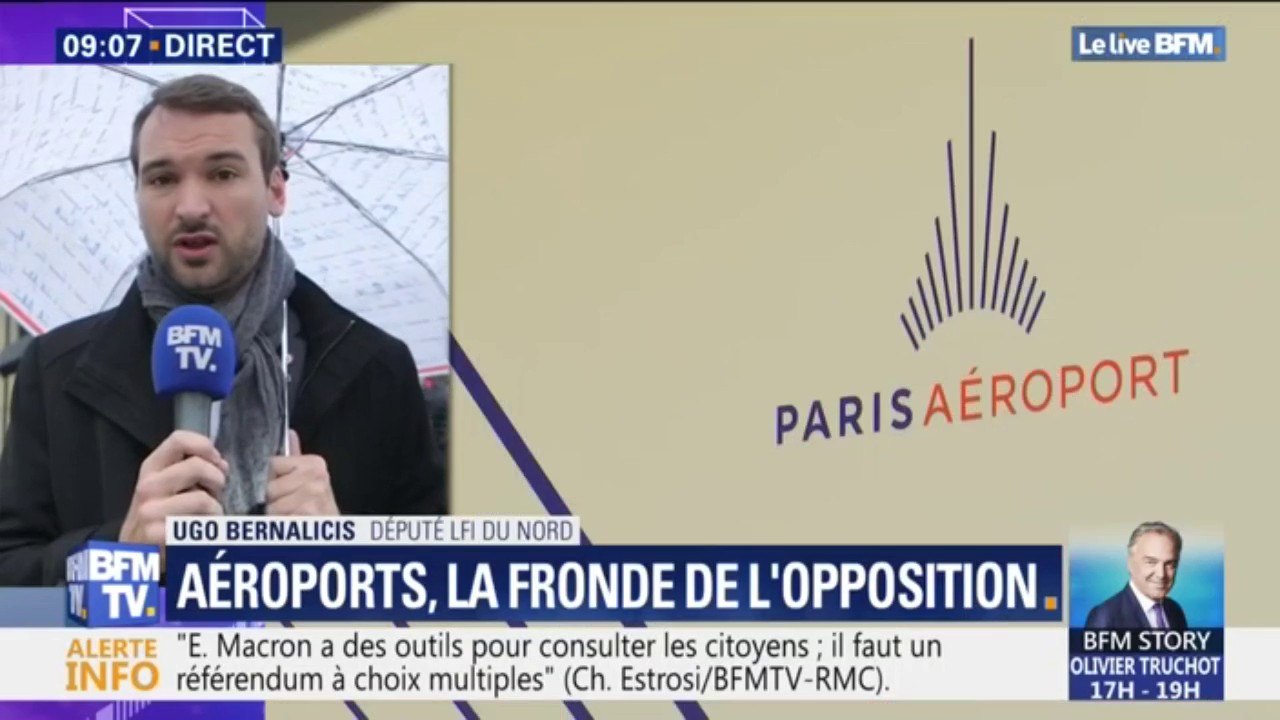 "Je pense que c'est un objectif parfaitement atteignable." Ugo Bernalicis (LFI) confiant sur l'organisation d'un référendum d'initiative partagée sur la privatisation des aéroports de Paris