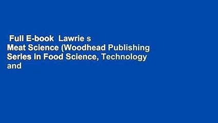 Full E-book  Lawrie s Meat Science (Woodhead Publishing Series in Food Science, Technology and