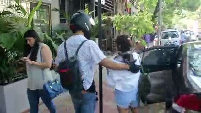 Bollywood actor Ishaan Khattar on his Bike spotted at Kitchen Garden Juhu