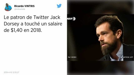 En 2018, le patron de Twitter Jack Dorsey a touché un salaire de 1,40 dollar