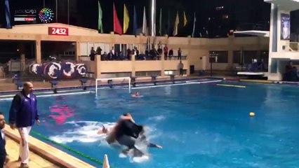 اشتباكات لاعبى الأهلي والجزيرة لكرة الماء