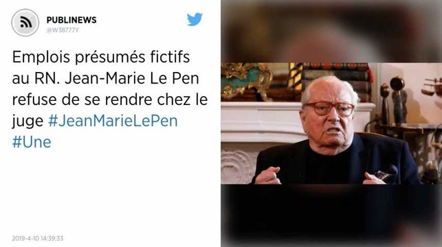 Emplois présumés fictifs au RN. Jean-Marie Le Pen refuse de se rendre chez le juge