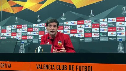 Marcelino en la previa del Villarreal-Valencia de Europa League