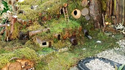 George the Mouse in a Log pile House - mouse village