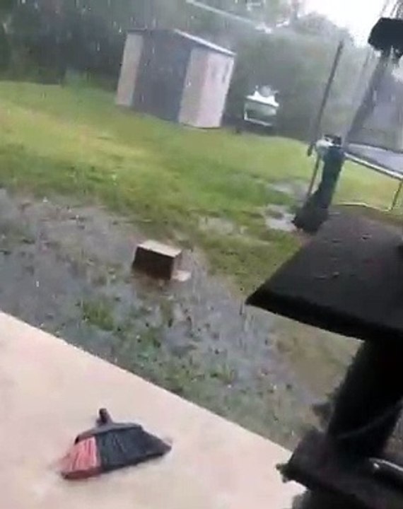 Powerful Storm Picks Up Trampoline