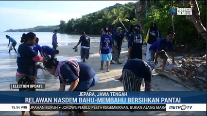 Relawan Nasdem Karimunjawa Kampanye Sekaligus Bersih-bersih Pantai Bobi