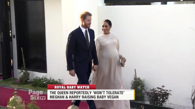 #MeghanMarkle and #PrinceHarry are planning to raise their baby as a vegan, but the Queen isn't having it! We'll tell you all about it on #PageSixTV!