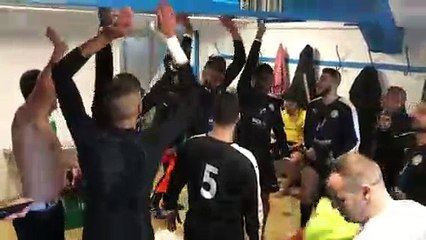 D1 (19ème journée) - La joie du vestiaire du FEYZIN CBE aprs la victoire contre l’ASA VILLEURBANNE