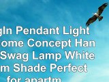 PlugIn Pendant Light By Home Concept  Hanging Swag Lamp White Drum Shade  Perfect for