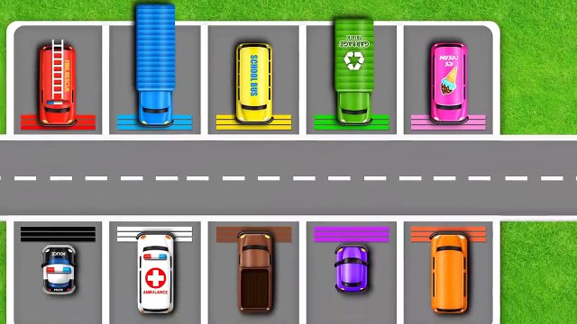 Learn Colors with Multi-Level Parking Street Vehicles and Toy Train - Colors Collection for Children