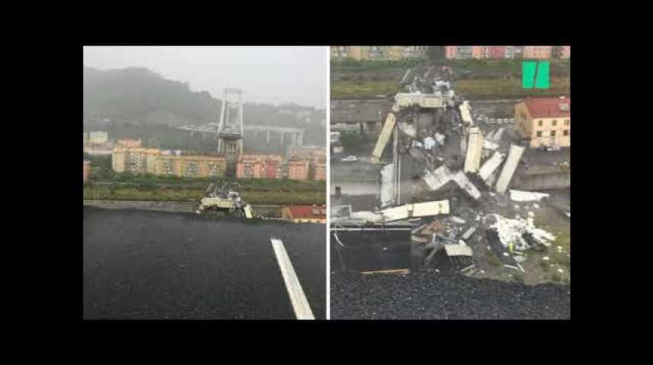 Les images spectaculaires après l'effondrement du pont Morandi à Gênes