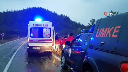Kayan araca çarpmamak için menfeze uçtular : 1’i ağır 5 yaralı