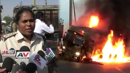 स्पीड ब्रेकर पार करते ही ट्रक का फ्यूल टैंक फटा और लग गई भीषण आग, VIDEO वायरल