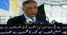Islamabad: Chief Justice Asif Saeed Khosa addressing to ceremony