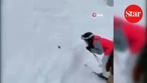 Rusya’da tarla faresi kar üstünde kayak yaptı