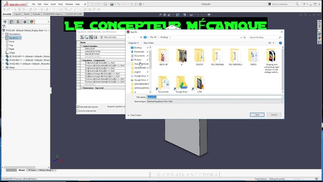 LCM - SOLIDWORKS FRANCAIS – LES EQUATIONS 2019 PARTIE 6 - LIER A UN FICHIER TEXTE (.TXT)