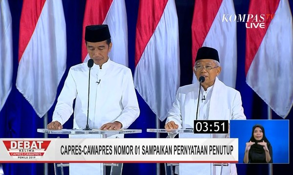 Pernyataan Penutup Jokowi-Ma’ruf di Debat Final Pilpres 2019