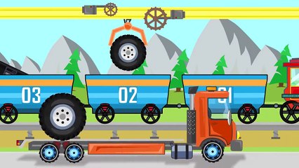 جرار تخزين المركبات الزراعية للأطفال - بناء الأصفر جرار. Bajki Traktory