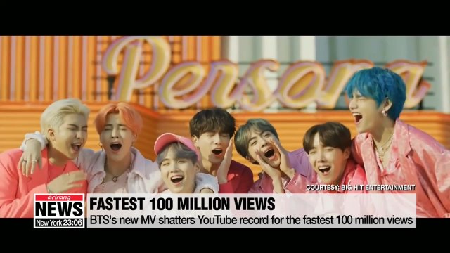 BTS's new MV shatters YouTube record for the fastest 100 million views