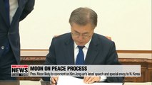 Pres. Moon likely to comment on Kim Jong-un's latest speech and special envoy to N. Korea