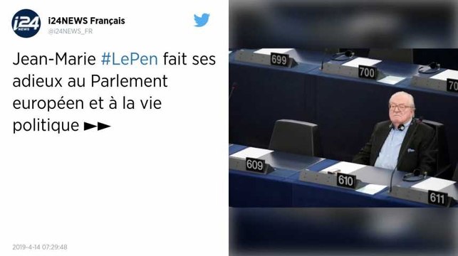Jean-Marie Le Pen fait ses adieux au Parlement européen et à la vie politique