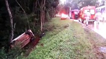 Homem fica ferido após carro sair da pista e bater em árvores