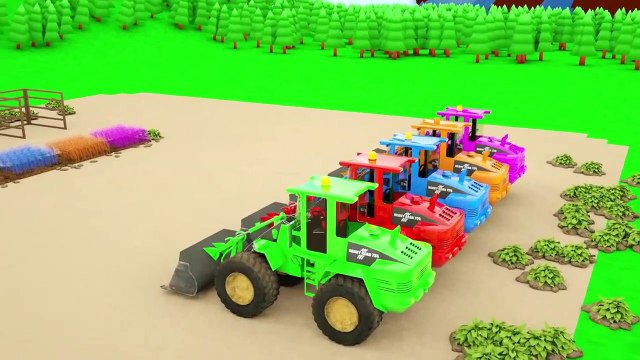 Les camions de pelles qui nourrir des vaches, apprendre les animaux de la ferme avec des véhicules
