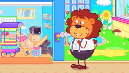 Lion de la Famille des Dauphins sauvés de Fille de dessin animé pour les Enfants