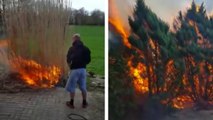 Un homme brûle son jardin par accident et ne réagit pas