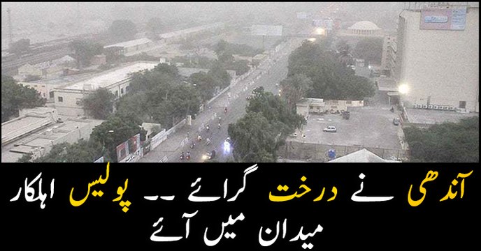 Policemen come to help after dust storm uproots trees, electricity poles