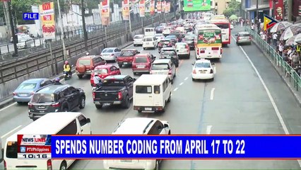 MMDA suspends number coding from April 17 to 22