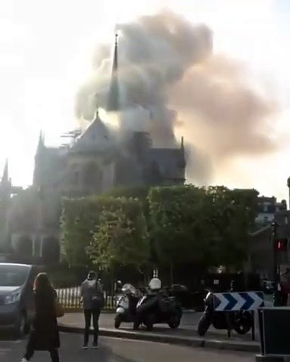Massive fire engulfs Notre Dame Cathedral in Paris, France, as building collapses #NotreDame #PrayForParis