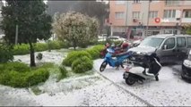 İzmir'e Kar Gibi Dolu Yağdı...vatandaşlar 