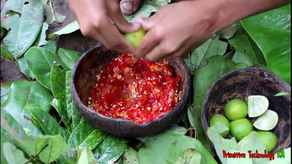 La Technologie Primitive - Manger de délicieuses - Impressionnant de cuisine recette de poisson sur un rocher