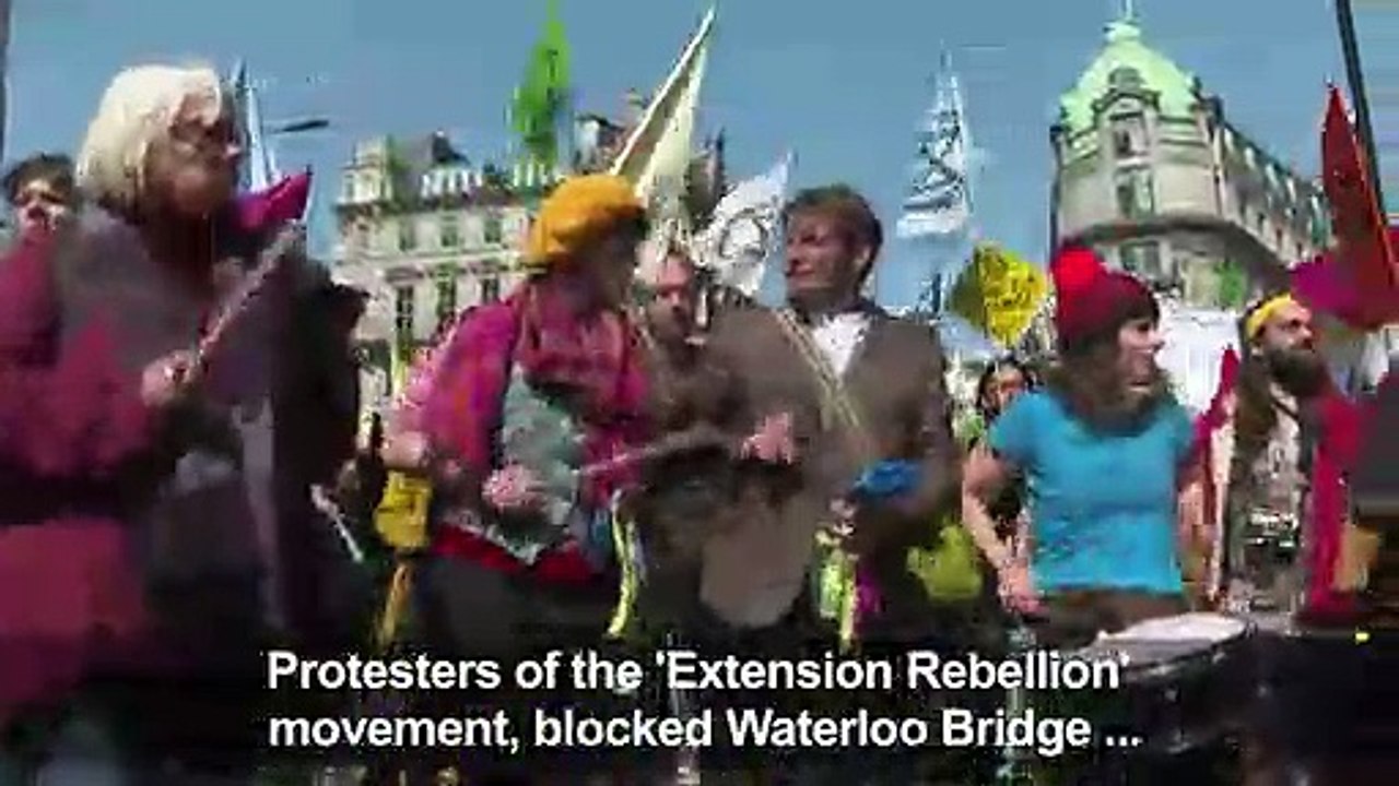 Climate change activists occupy Waterloo Bridge in London