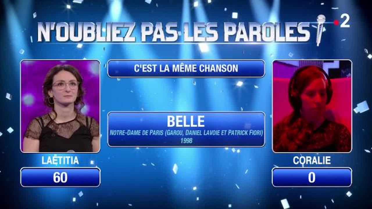 Pendant que Notre-Dame-de-Paris, on chante du Notre-Dame-de-Paris dans N'oubliez pas les paroles