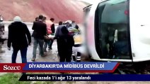 Diyarbakır'da midibüs devrildi