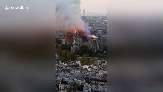 New footage emerges of collapse of Notre Dame spire