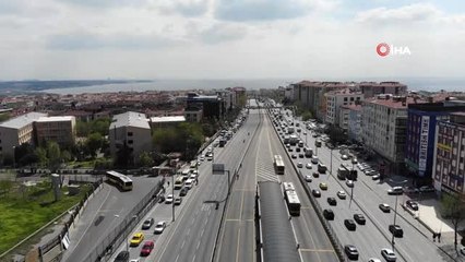 E-5'te Boş Kalan Yollar Havadan Görüntülendi