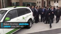 Bakan Dönmez, elektrikle çalışan aracı test etti