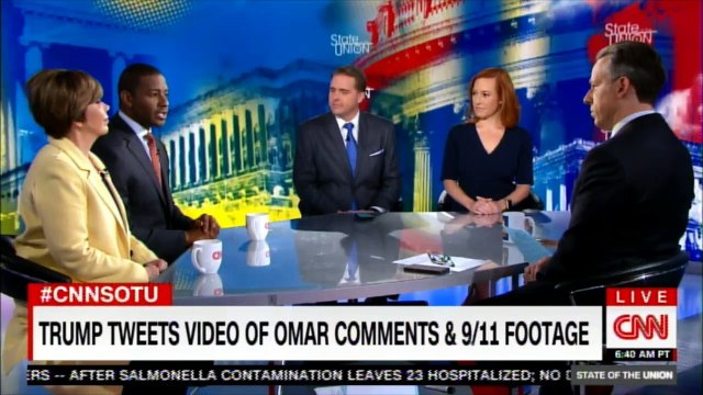 Jake Tapper's panel discuss Donald Trump tweets video of Omar comments & 9/11 footage. #JakeTapper #News #CNN #CNNSOTU #DonaldTrump