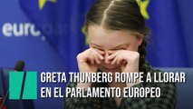 La activista de 16 años Greta Thunberg rompe a llorar en el Parlamento Europeo