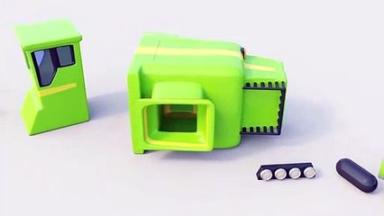 Assembly of the combine harvester in parts and hints how to name all parts of the toy car