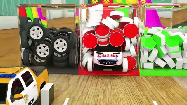 Ambulance, Camion de Remplacer le pneu avec en Forme de Figure | Apprenez les Formes avec de la Magie Curseur para ninos
