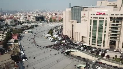 İstanbul- İmamoğlu'nun İl Seçim Kuruluna Gelişi Havadan Görüntülendi